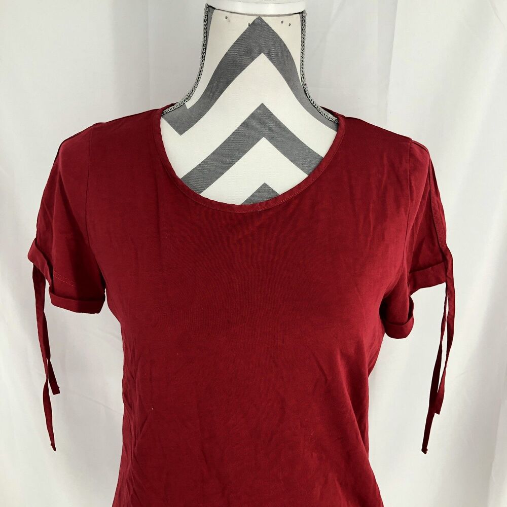 Liz Claiborne Red Short Tie Sleeve T Shirt Medium
